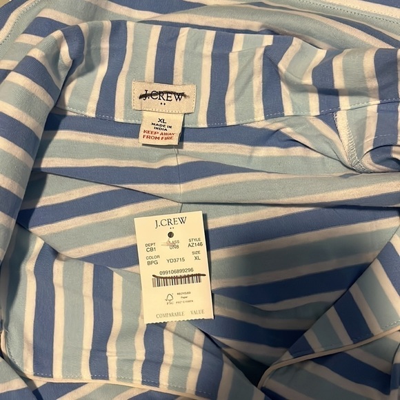 J. Crew Women’s Striped short sleeve knit pajama top AZ146 Blue & White Stripes - Picture 6 of 7